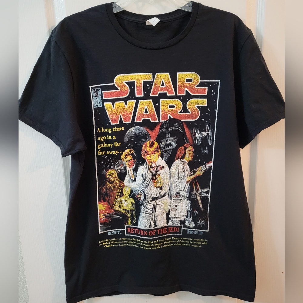 Star Wars Return Of The Jedi Black Retro Comic Book Style T-shirt Size Men's L
